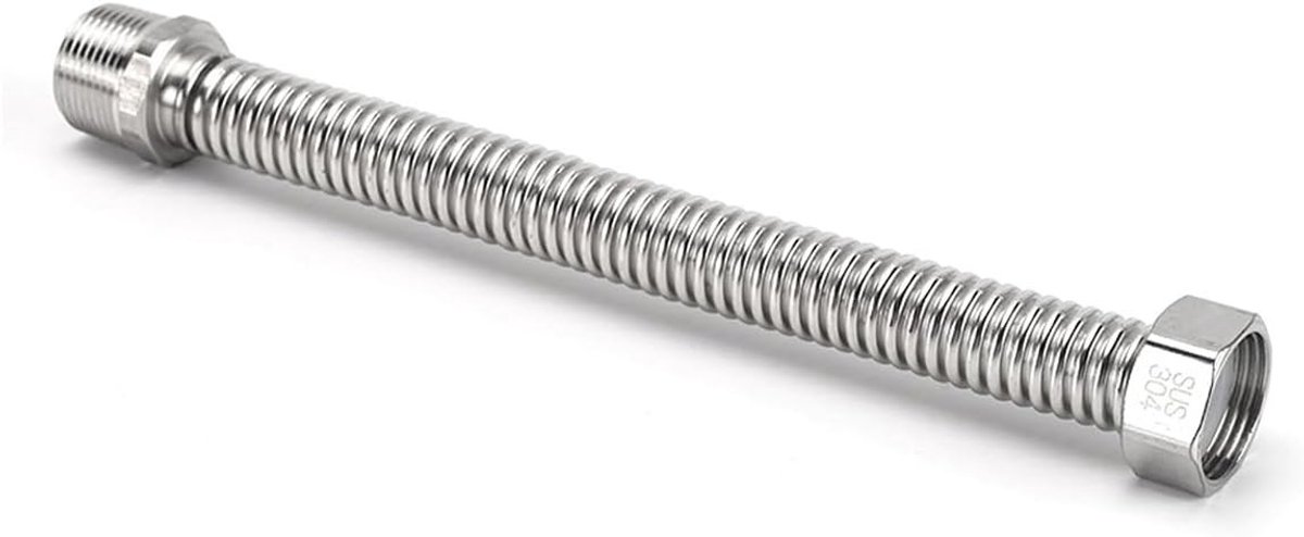 RVS Flexibele Slang 3/4 Inch - Golfpijp voor Universele Aansluitingen, Waterdoorvoer en Verbindingsbuizen - 60 cm Lange Slang voor Diverse Toepassingen