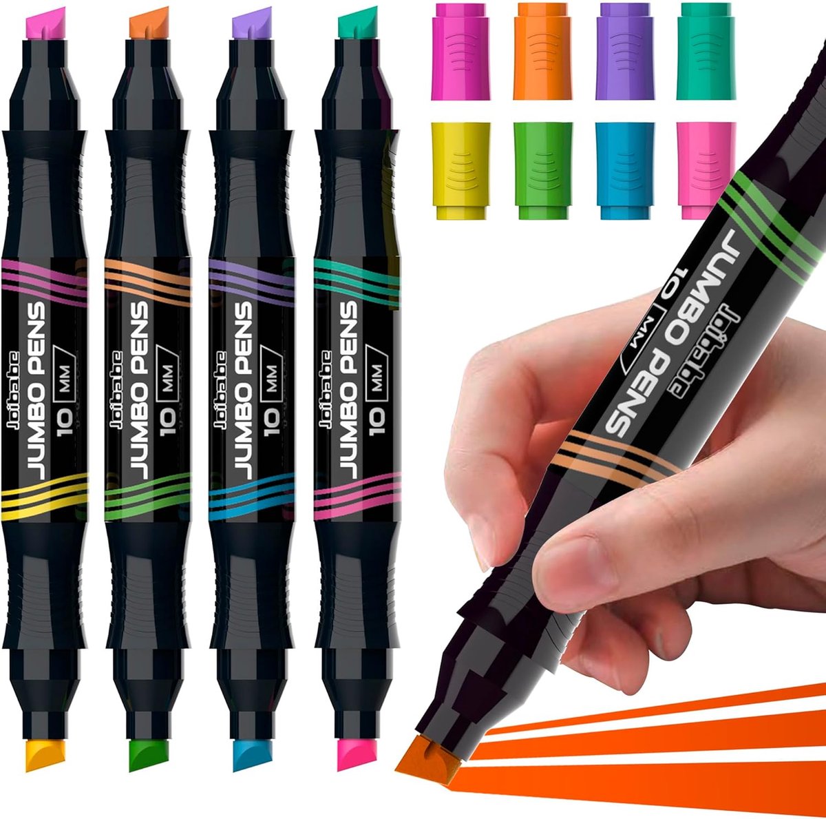SnelShoppen - Jumbo Markeerstiften Viltstiften 4 Stuks 8 Kleuren Dikke Punt 3-10 mm Voor Schilderen Graffiti Markeren Geschikt Voor Karton Plastic Hou