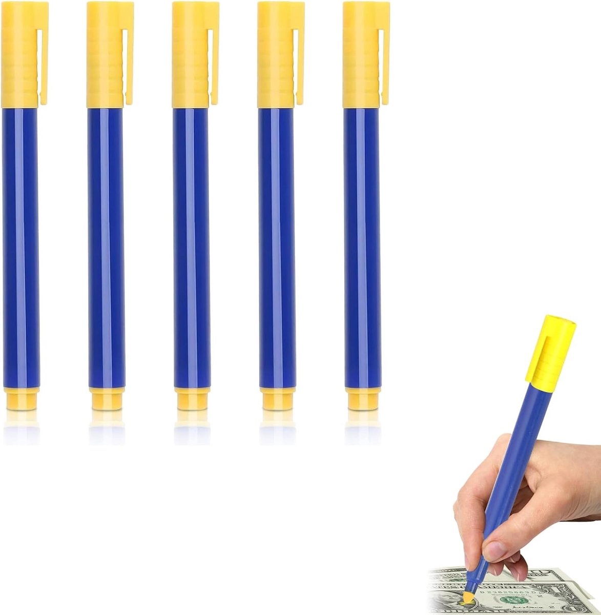 Set van 5 Geldcontrole Stiften voor het Herkennen van Vals Geld, Bankbiljetten en Dollarherkenning