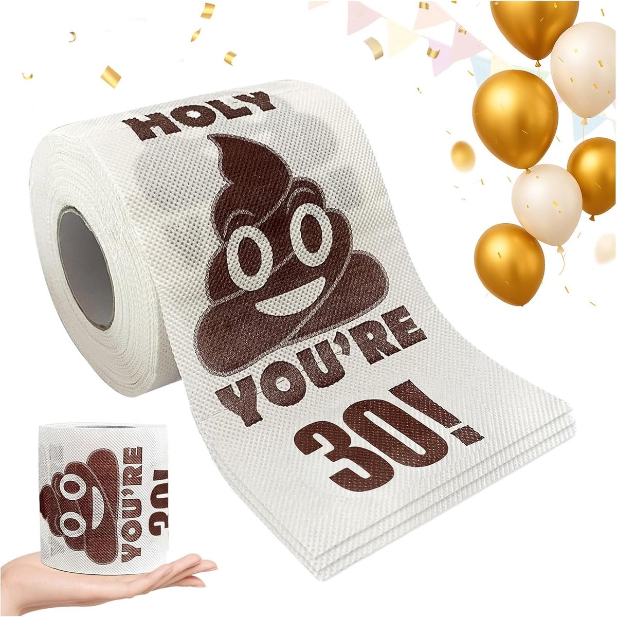 Bedrukt toiletpapier voor 30e verjaardag, grappige prank gift en unieke badkamerdecoratie voor feestelijke gelegenheden