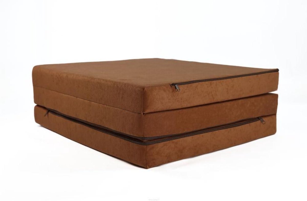 Vouwmatras Gastenmatras - Opvouwbaar Bed - Extra Slaapplek - Wasbare Overtrek - 195x60x9cm - Bruin