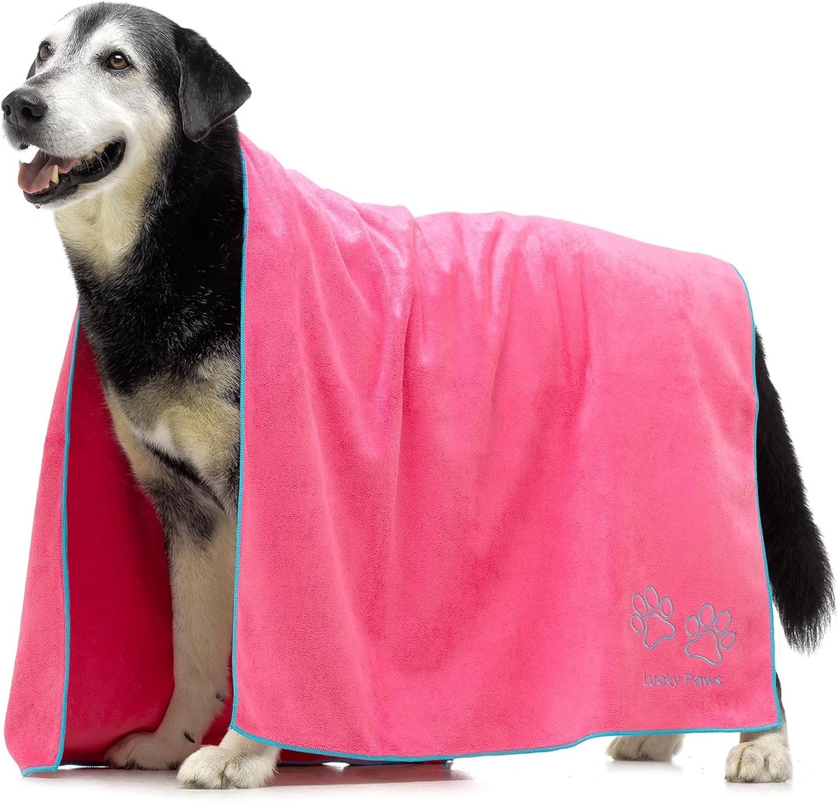 SnelShoppen - XL Hondenhanddoek 140x70cm - Extra Absorberend, Luxe Zacht, Sneldrogend - Hondenaccessoires voor Hondenbezitters - Roze 1-pack