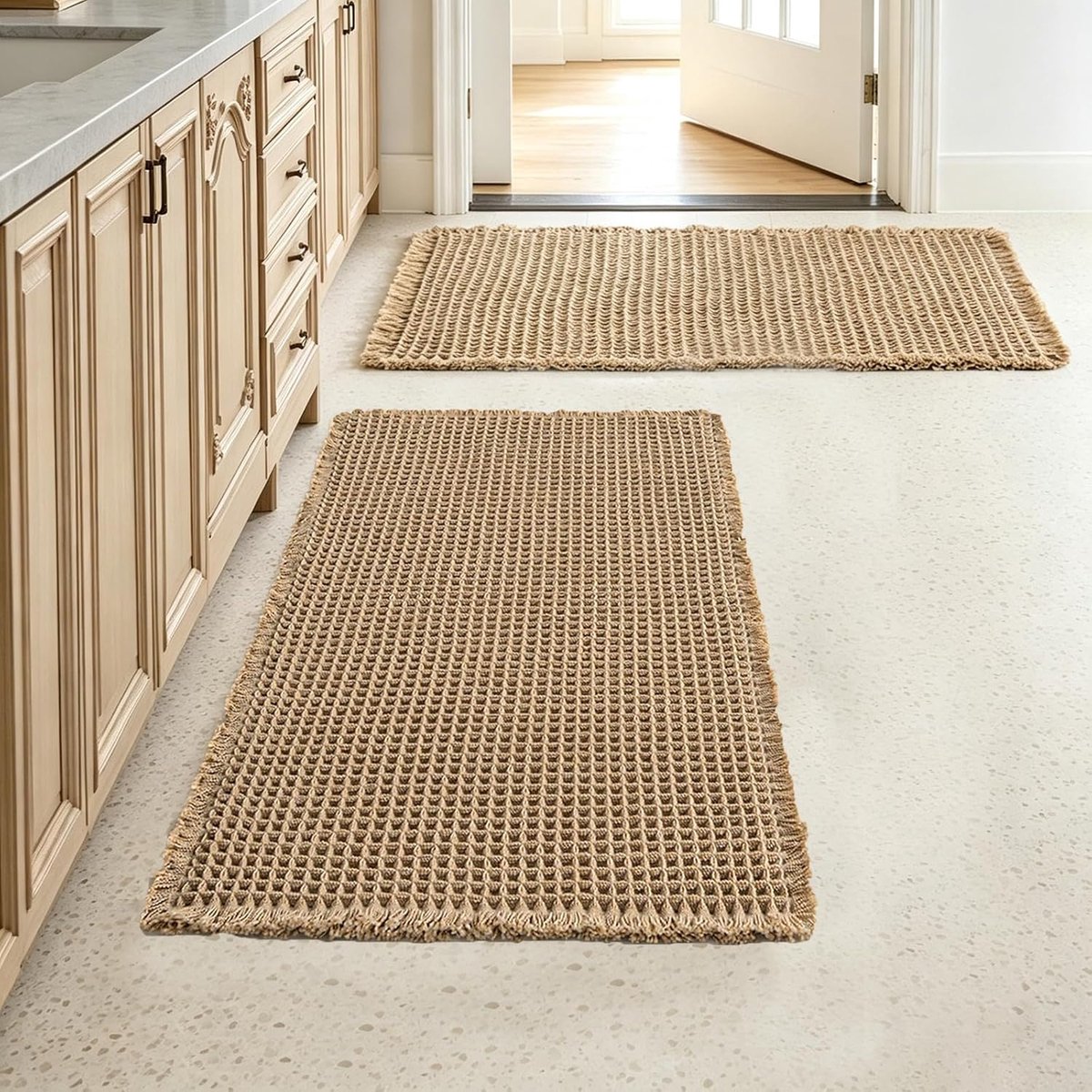 SnelShoppen - Boho Badmat Grijs, Wasbare Antislip Badkamer Mat, Super Absorberend Microvezel 40x60cm voor Woonkamer, Slaapkamer en Badkamer Decoratie
