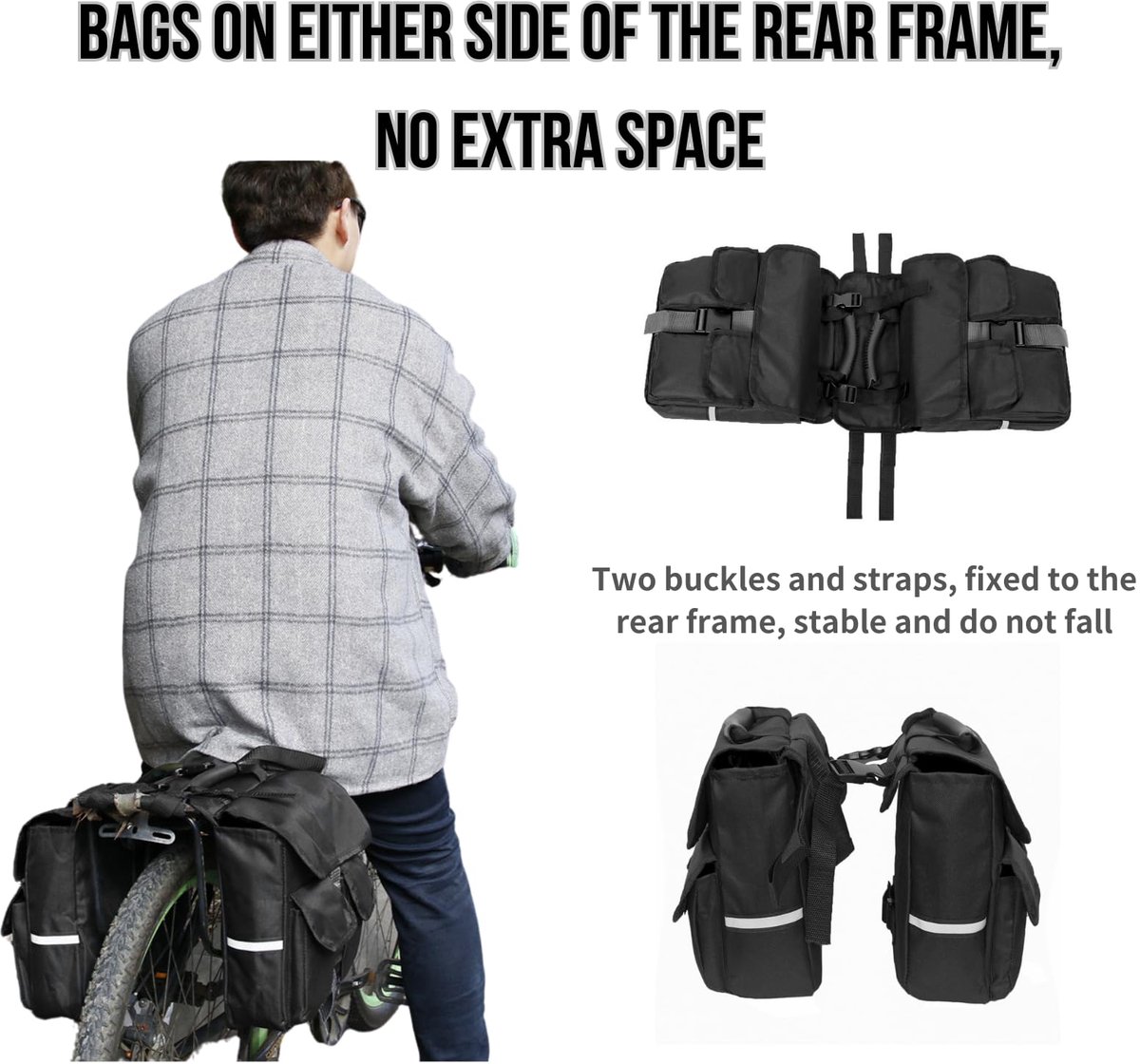 Waterdichte Fietsbagage Tas voor Achterdrager - Fiets- en E-biketas met Reflector