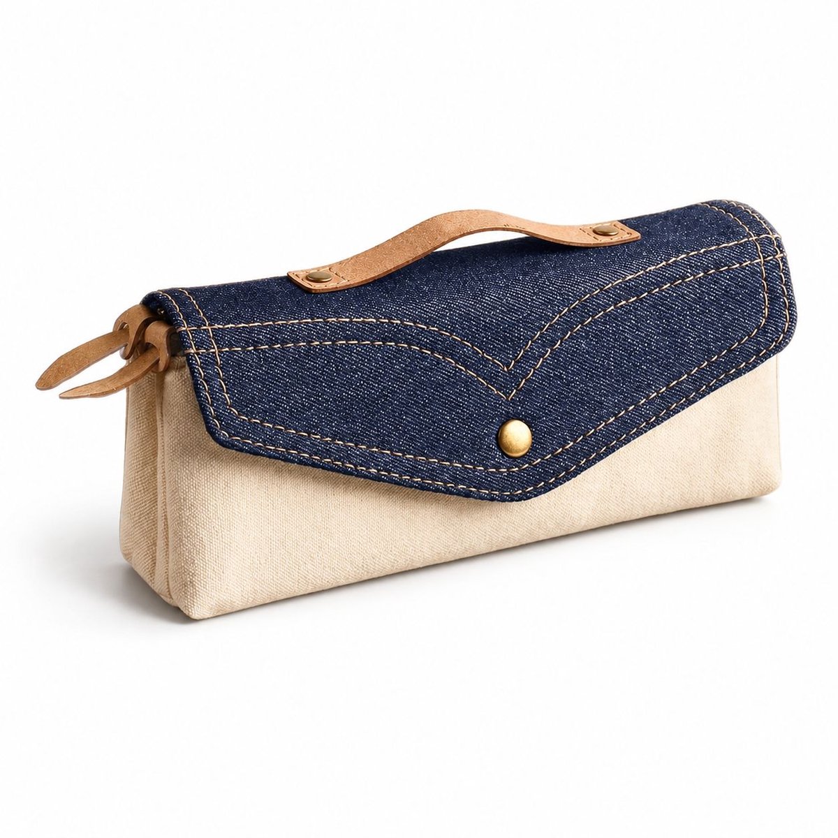 VHV-Pennenetui - Stijlvolle Potloodtas en Etui voor School, Kantoor en Dagelijks Gebruik - Denim Blauw
