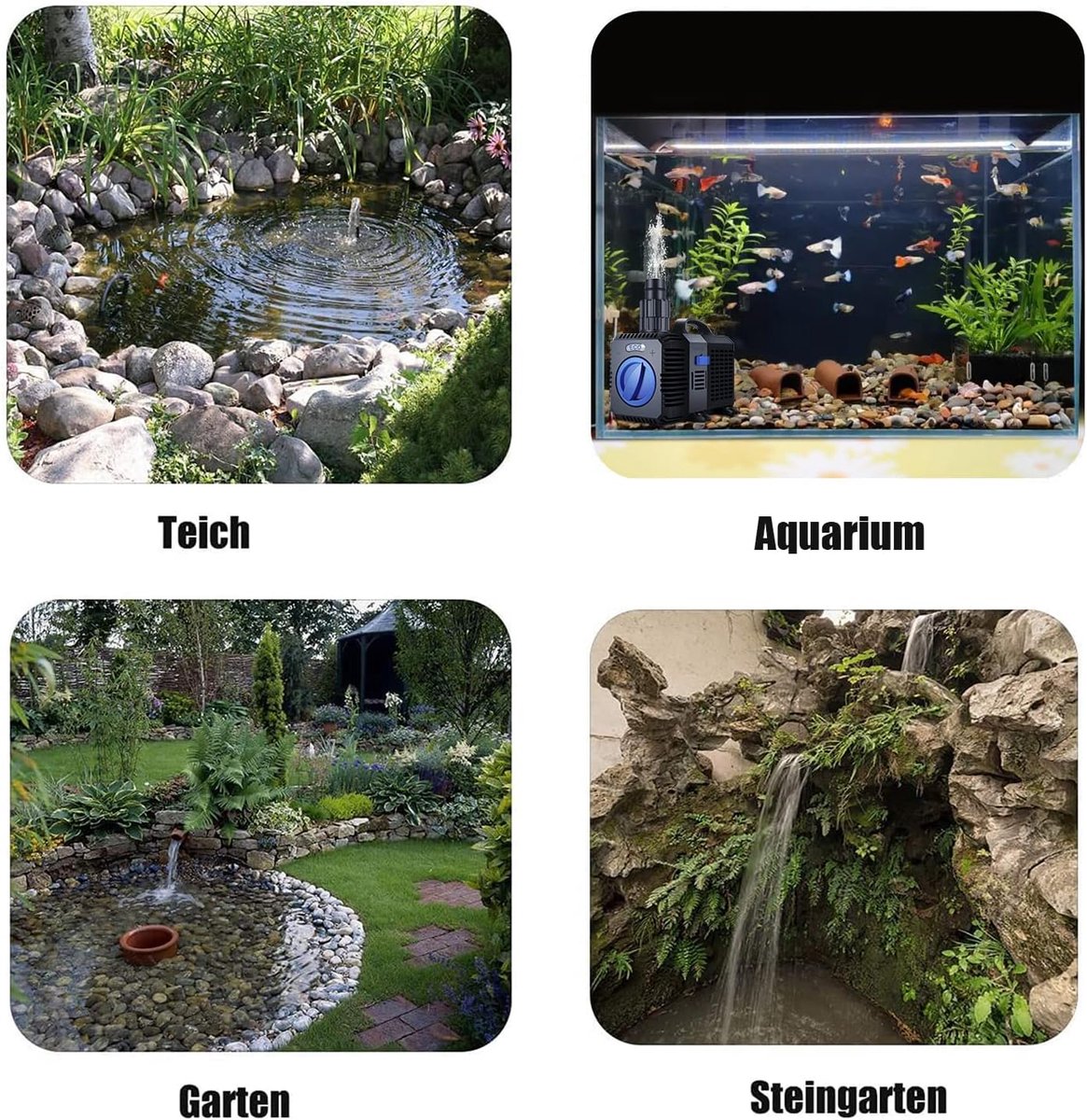 SnelShoppen - Super ECO 3600L/H 20W Vijverpomp Waterpomp Filter Aquariumpomp voor Tuin en Beeklooppomp Dompelpomp met Hoge Efficiëntie