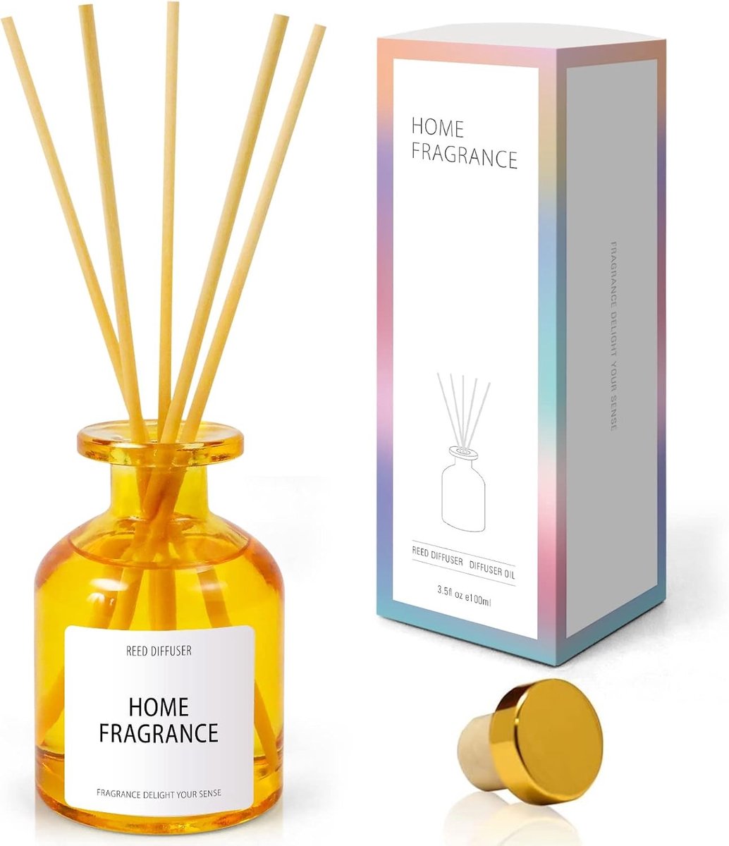 Verfrissende Geur voor de Kamer, Citroen Lemonade Geurset van 100ml, Luchtverfrisser en Decoratieve Geurvaas voor Badkamer en Woonruimtes