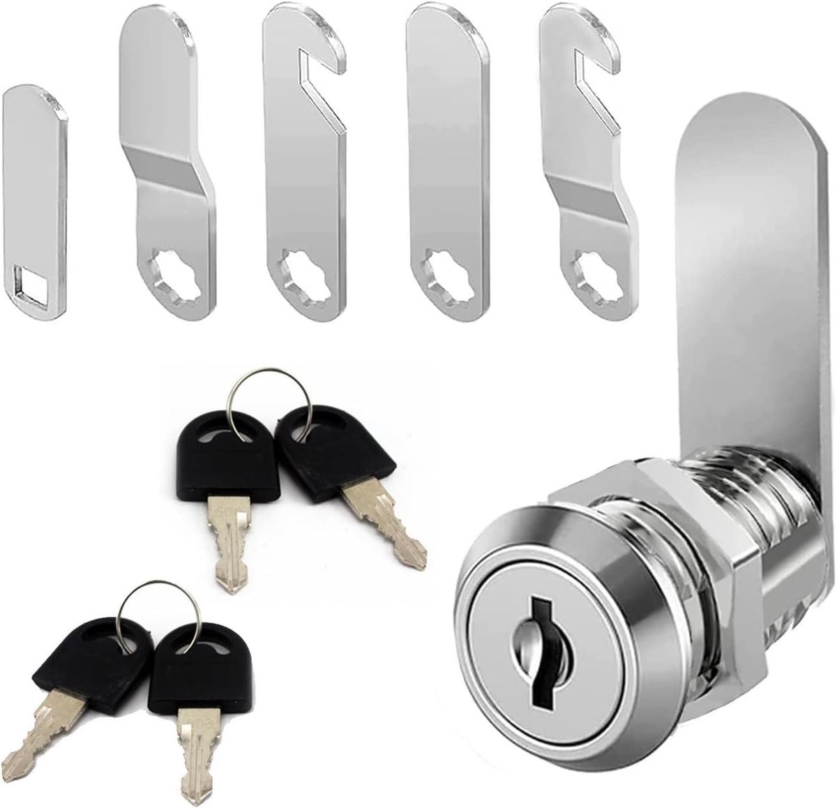 Veilige Brievenbus Slot 16 mm met 4 Sleutels, Inclusief 5 Verschillende Sluitplaten, Ideaal voor Post en Kastdeuren