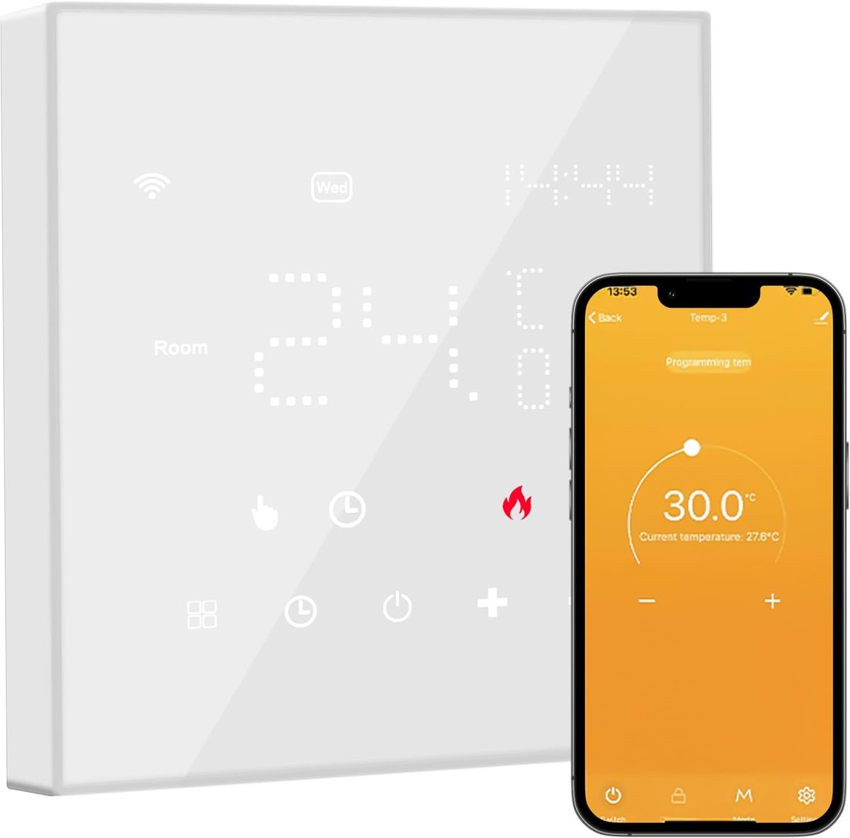 SnelShoppen - Smart Thermostat voor Water, Vloerverwarming en Gasboiler, Programmeerbare Digitale Thermostaat met Alexa en Google Home Ondersteuning,