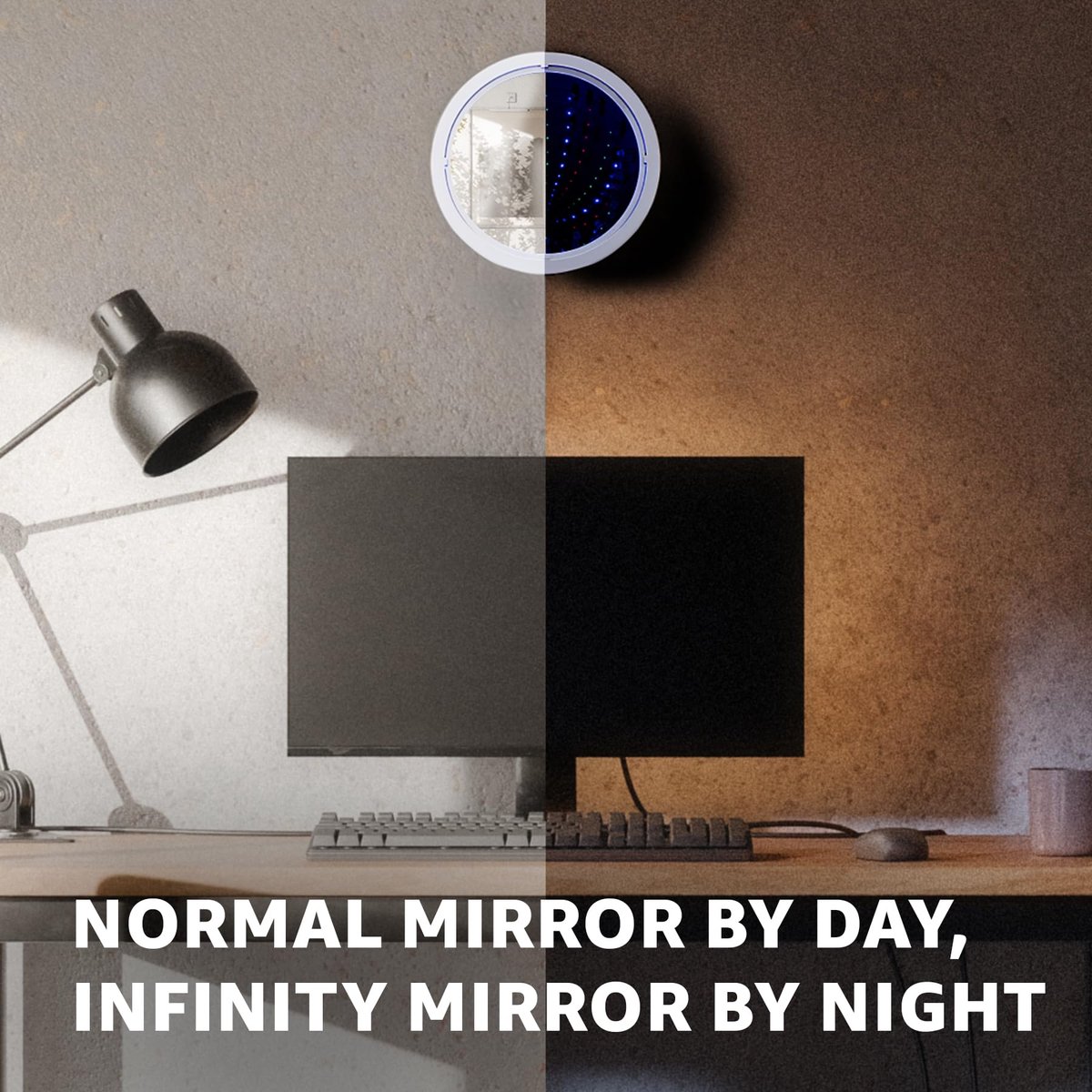 SnelShoppen - Premium Infinity Mirror Tunnel Lamp LED Verlichting | Sensorisch Spiegel Effect | Peel Off Beschermfolie | Decoratief voor Feesten, Kame