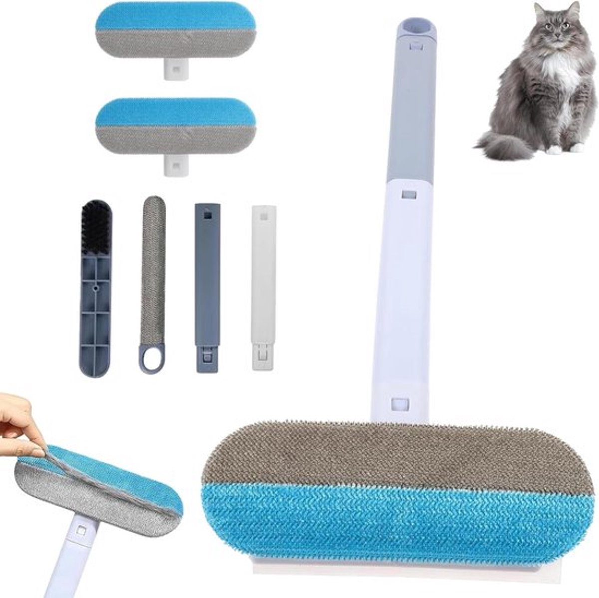 Multifunctionele 3-in-1 Dierenhaarverwijderaar - Herbruikbaar en Effectief voor Honden- en Kattenhaar, Ideaal voor Meubels, Tapijten en Kleding