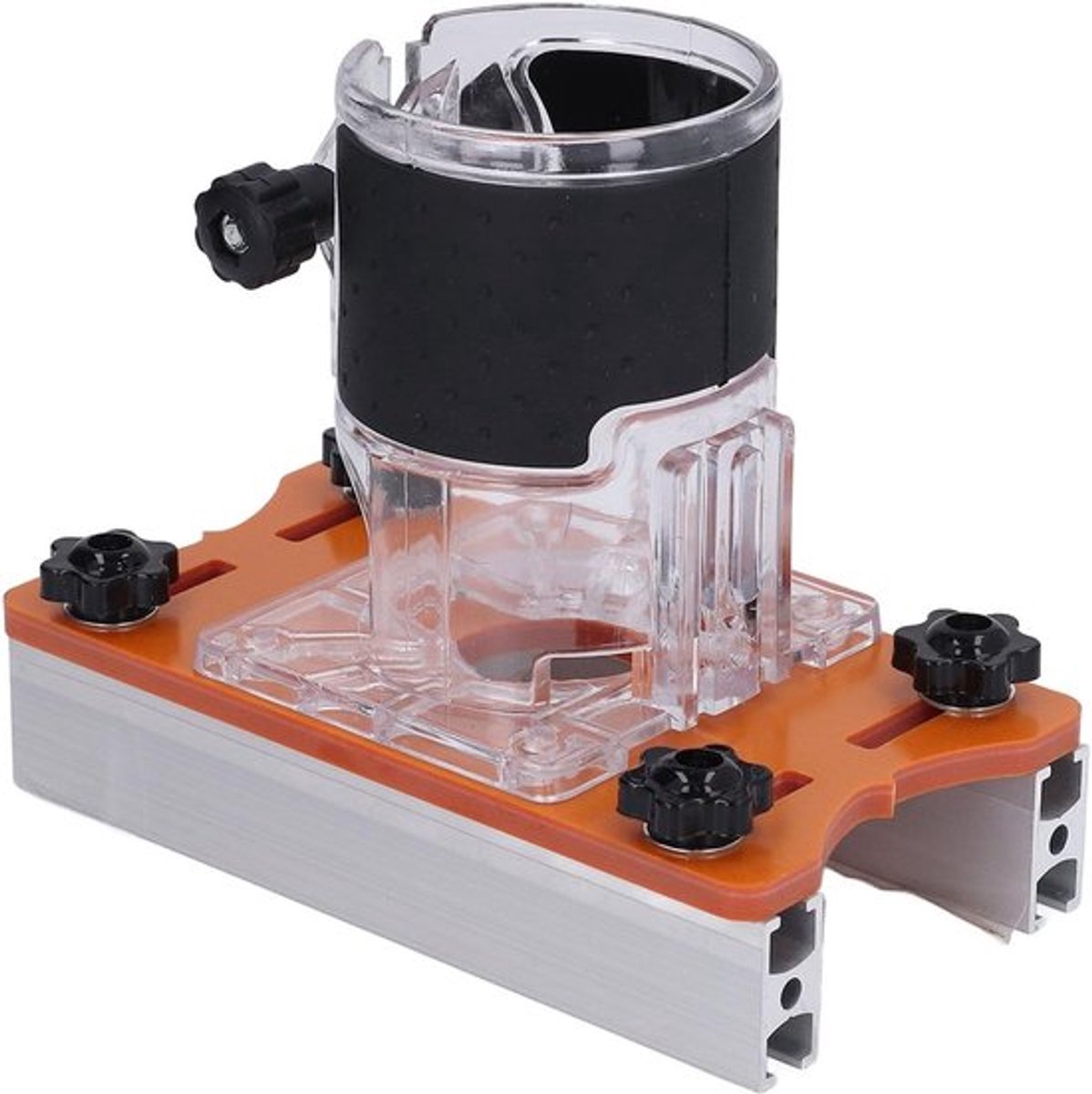 2 in 1 Onzichtbare Bevestigingsbeugel voor Houtbewerking, Verstelbare Freesbasis voor Houtbewerking, Freesgereedschap met Instelling van 6-56 mm en Slotted Basis voor Trimmachine