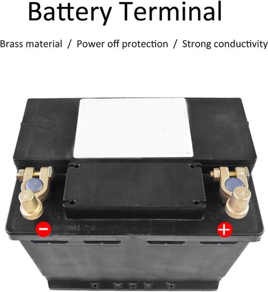 Messing Batterij Terminal voor Auto - 1 Paar Terminals Klemmen Connector met Top Post - Positieve Negatieve aansluiting