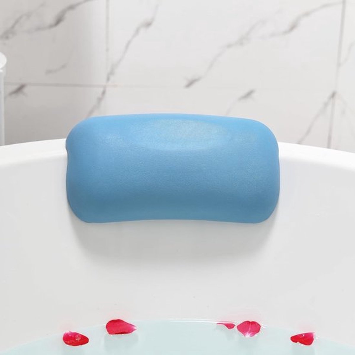 Waterafstotend Badkussen met 3D Ergonomisch Ontwerp - Hoofdkussen met 2 Antislip Zuignappen, Neksteun voor Badkuip - Badaccessoires voor Comfort en Ontspanning - Blauw