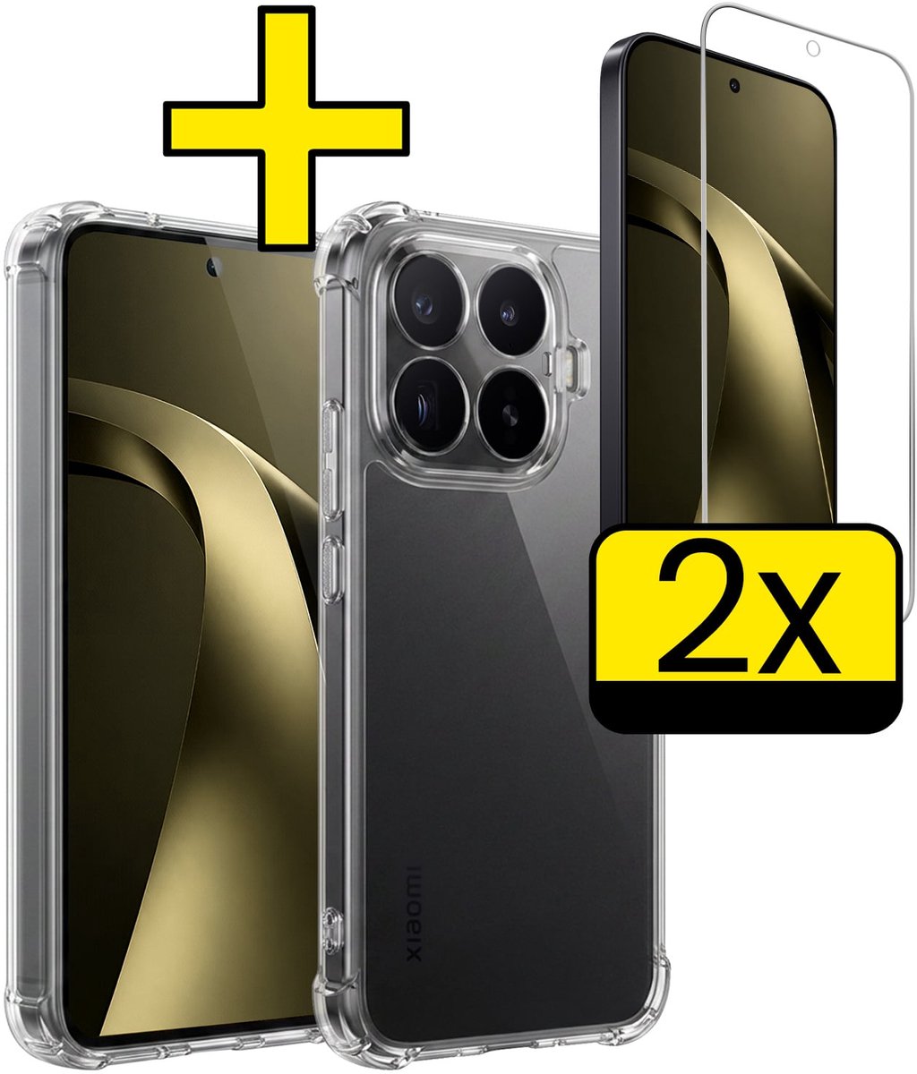 Hoesje - Met Screenprotector - 2 Stuks - Geschikt voor Xiaomi 17T - Sterk & Shockproof - Siliconen Case - Back Cover - Telefoon Hoes - Shock Proof - Telefoonhoesjes - Transparant