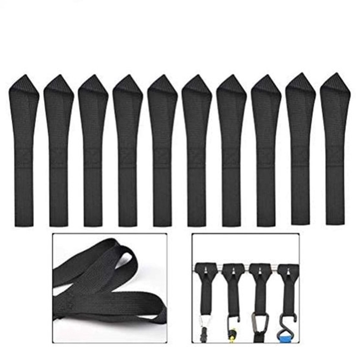 Sjorbanden 10 stuks - Bevestigingsriemen - 125 kg capaciteit - PP-materiaal - Stevig en duurzaam - Afmetingen 20 x 2,5 cm