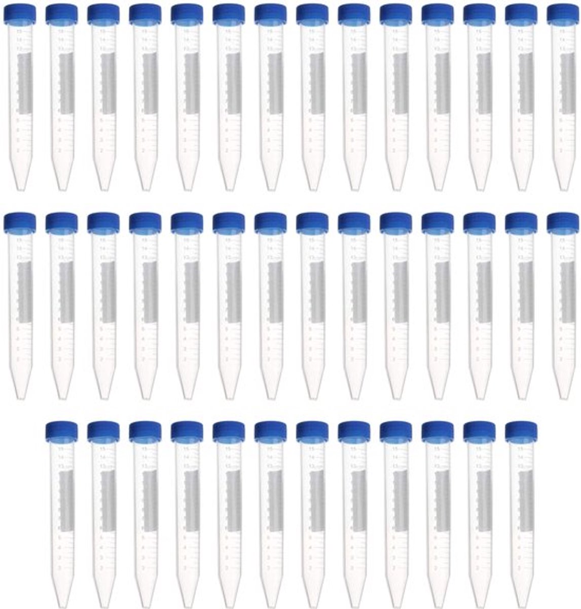 Centrifugebuisjes 15 ml - Kunststof - Schroefsluiting - Gegradueerde Monsterhouder - 40 Stuks - Blauw - Monsterbuis
