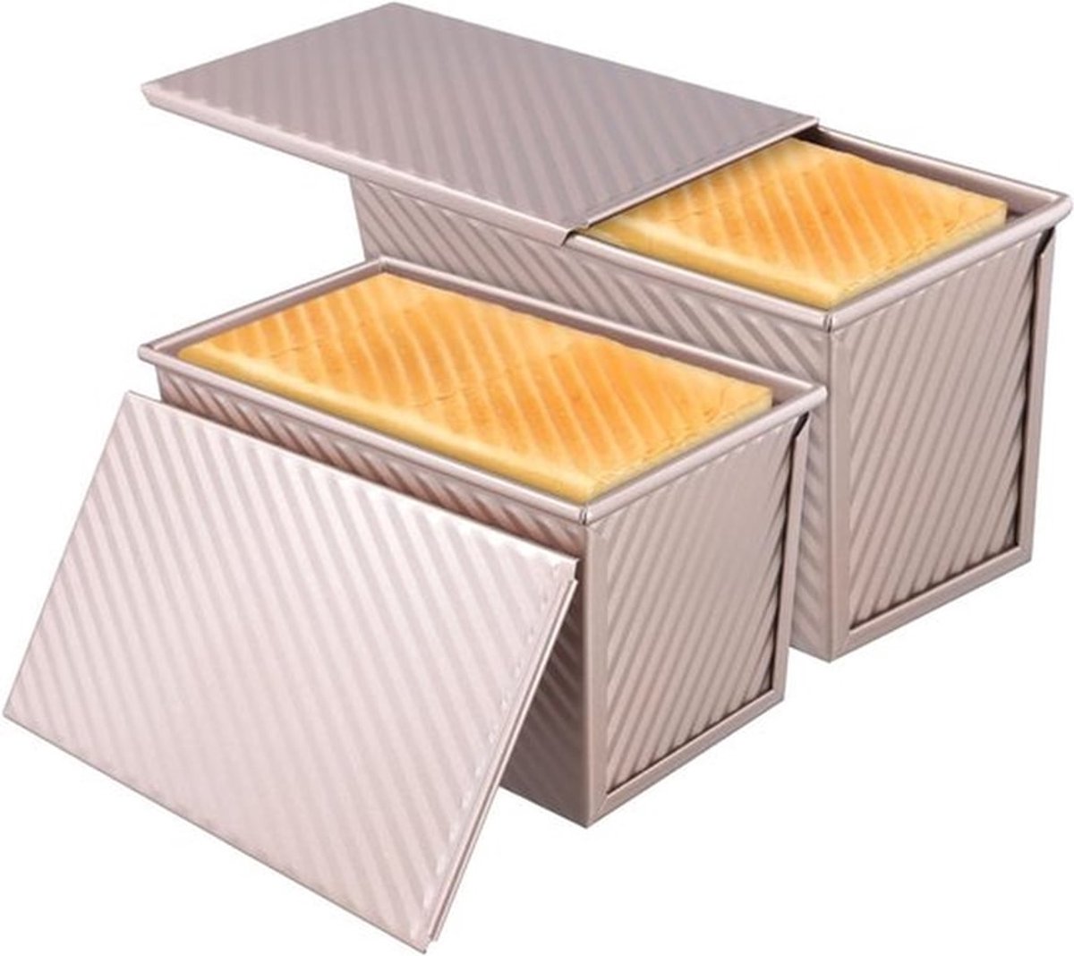 Set van 2 Brood Bakvormen met Deksel voor Versgebakken Brood, Toast en Cake, 19 x 9,5 x 8 cm en 21 x 12 x 11 cm