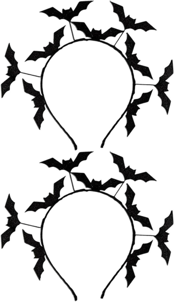 Zwarte glanzende vleermuisoor-hoofdband - Perfect voor Halloween, kostuumfeesten en evenementen, 2 stuks