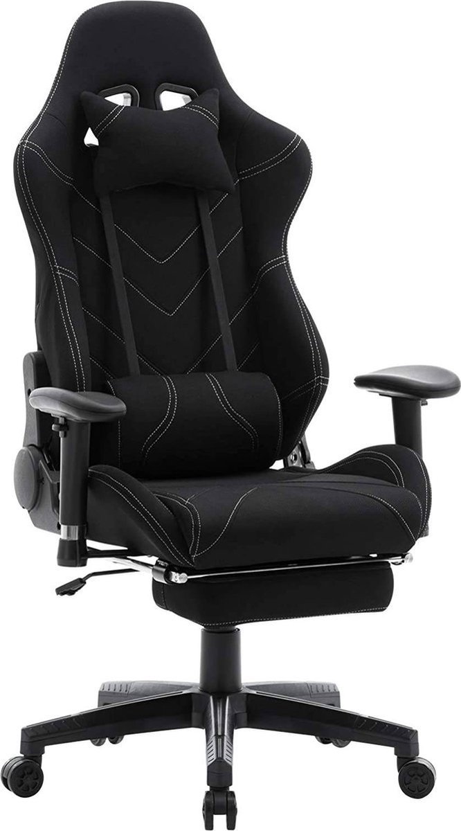 Gaming Stoel Zwart - Verstelbaar, Ergonomisch en Met Voetsteun - Voor Eetkamer, Keuken en Woonkamer