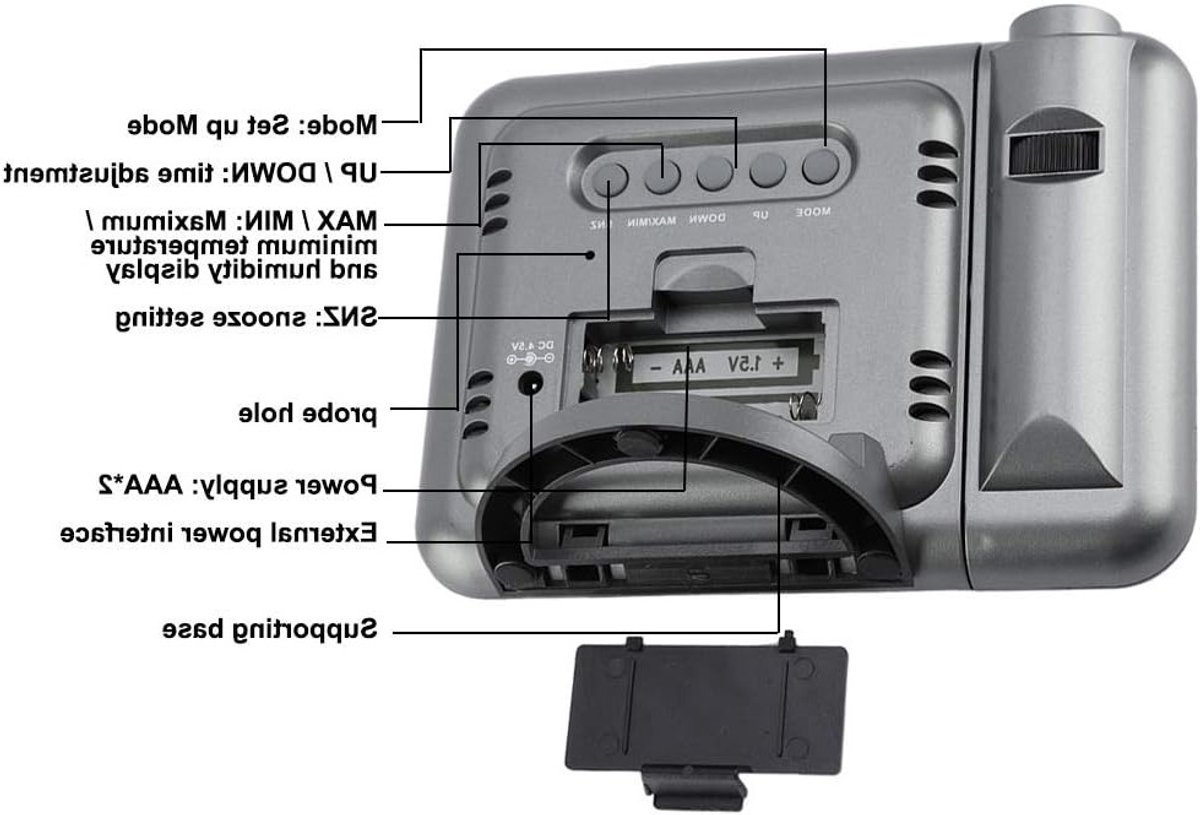 Digitale LED USB Alarmklok met Temperatuurweergave, Weersvoorspelling en Projector voor Slaapkamer en Kantoor – foto 7