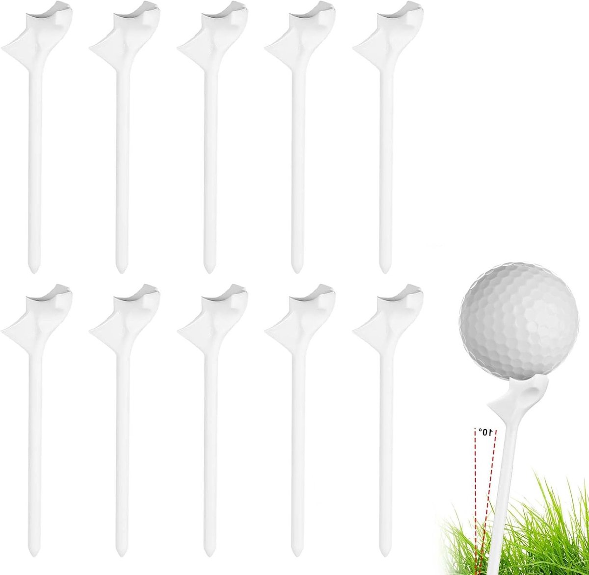 Set van 10 Professionele Golf Tees van Plastic voor Simulator en Training - Ideaal voor Buiten en Golfbaan, Verbeter je Swing en Precisie
