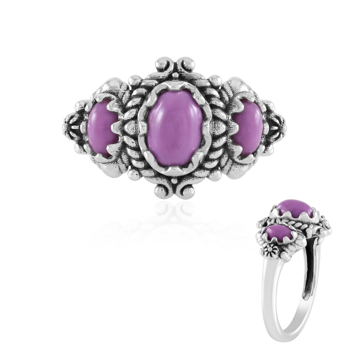 Cavill - Zilveren ring met 2 fosfosideriet cabochons 1,08 ct - 925 sterling zilver geoxideerd - Boho Desert Chic stijl damesring - Ovaal prong-zetting