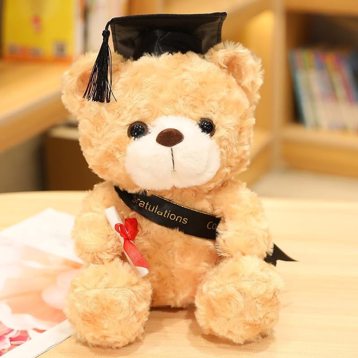 Dailygoods - Teddybeer examenbeer met diploma - Schattige pluche beer voor afstuderen