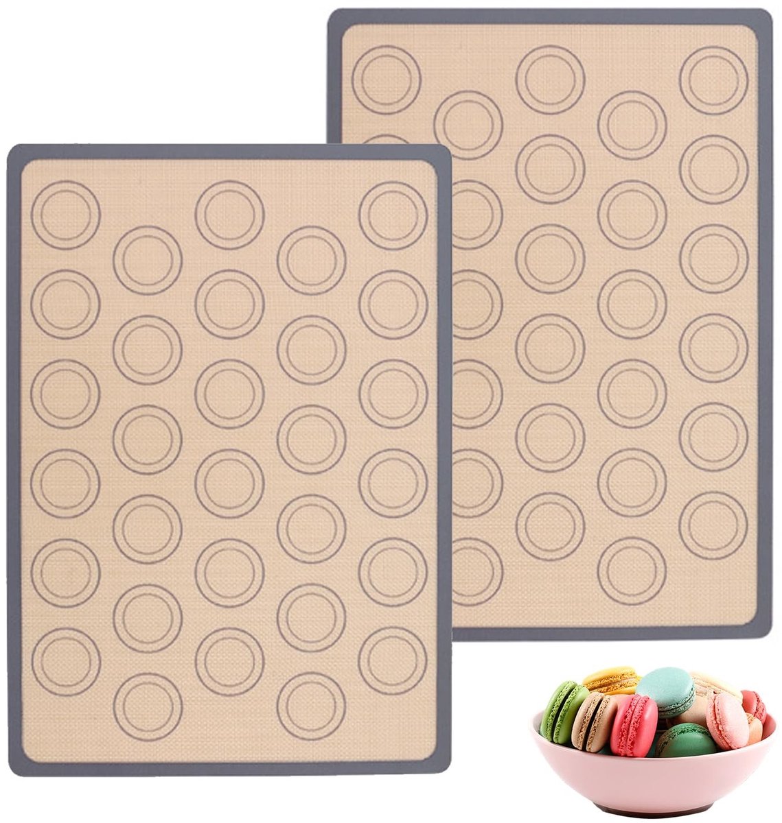 Dailygoods - 2 Stuks Siliconen Bakmat met Antiaanbaklaag - Perfect voor Macarons en Koekjes
