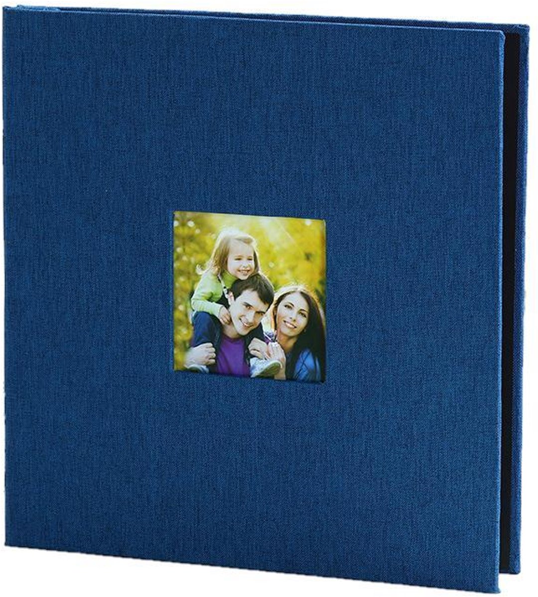 Groot zelfklevend fotoalbum – Geschikt voor foto's van 5 tot 10 inch – 40 blanco pagina's – Linnen kaft – Herinneringsalbum met transparant venster – Trouwalbum – Diepblauw