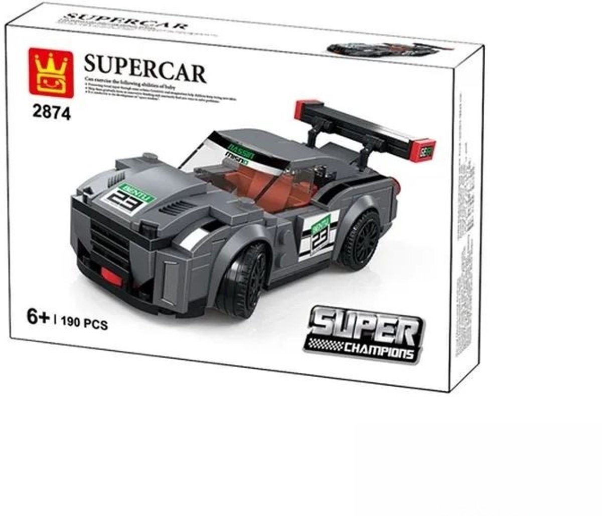 Wange 2874 - Supercar - raceauto - sportwagen - grijs - 166 onderdelen - 6+