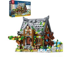 Reobrix 66045 Middeleeuwen Molenhuis bouwset | Classic Creator Modular Building | Expert Architecture Modelbouw | Kasteel ridders huisje | Geschikt voor Lego | Technisch Educatief Speelgoed voor volwassenen & kinderen | Bouwdoos met 1873 bouwstenen