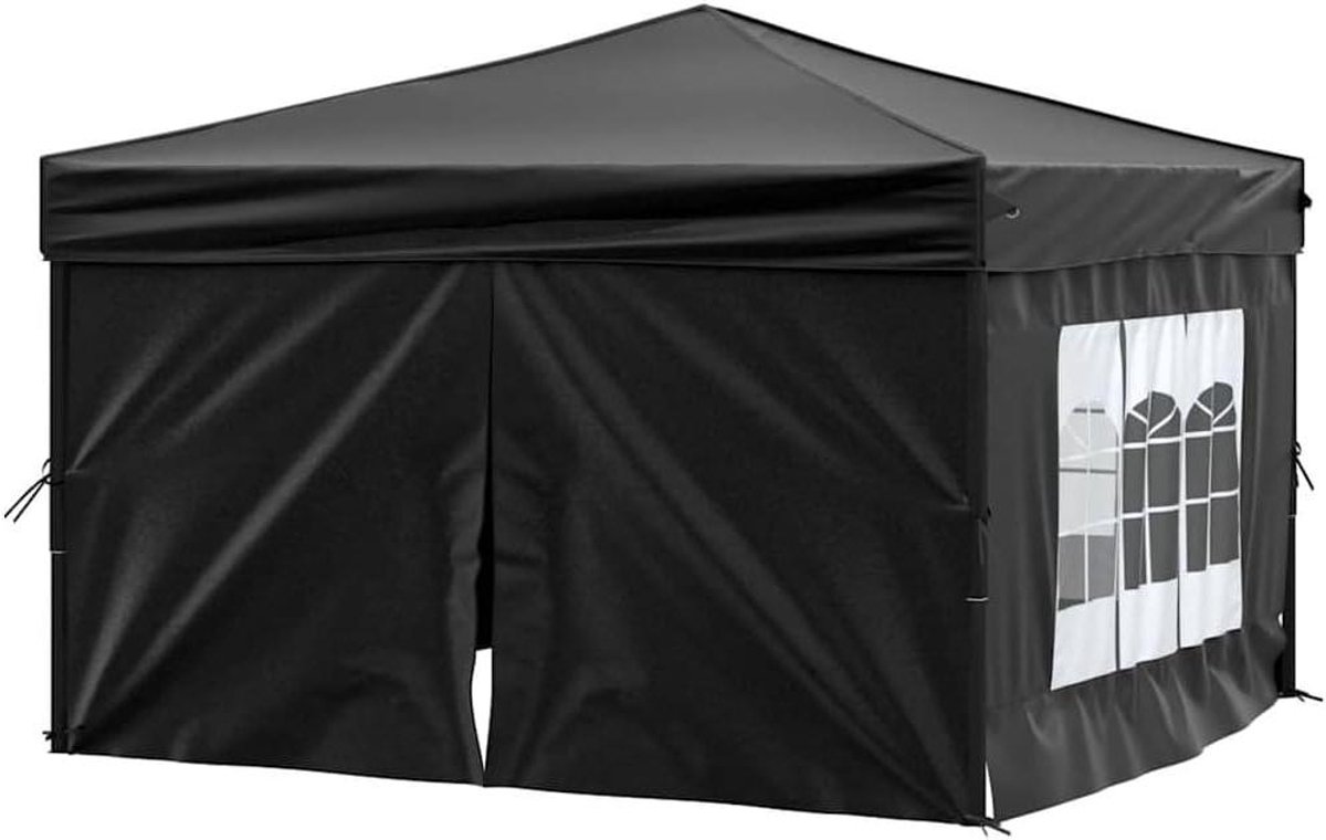 Opvouwbare Partytent - Feesttent Paviljoen - Tuinfeesten Organiseren - Waterafstotend UV-bescherming - 291 x 291 cm - Zwart