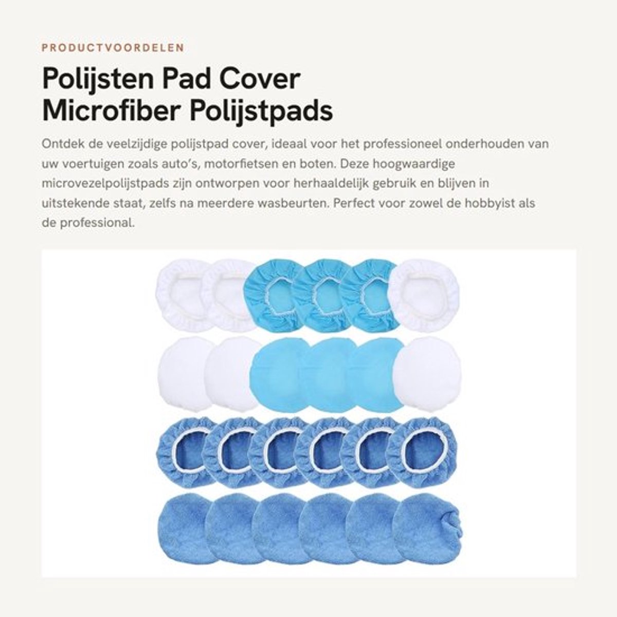 Polijstpad Set van 24 - Microvezel Polijstkappen - Vlies Polijstpads - Katoenen Polijstkappen - 150mm - Duurzaam en Zacht - Polijstschijven