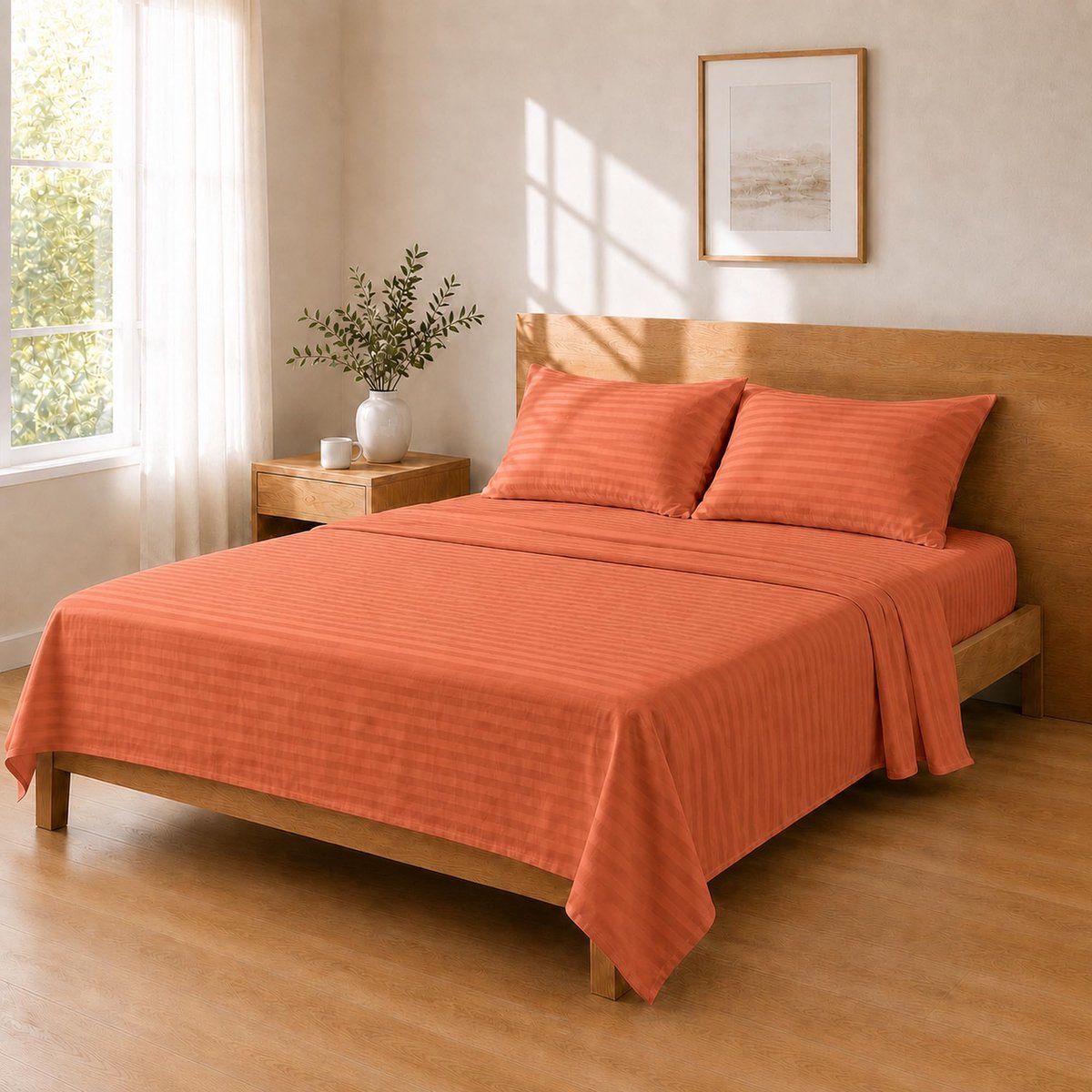 SnelShoppen - Lakenset Microvezel 180x240 / 135x200+25 / 50x80x2, Terracotta - Luxe Bedlinnen voor Slaapkamer, Comfortabel en Ademend, Ideaal voor elk