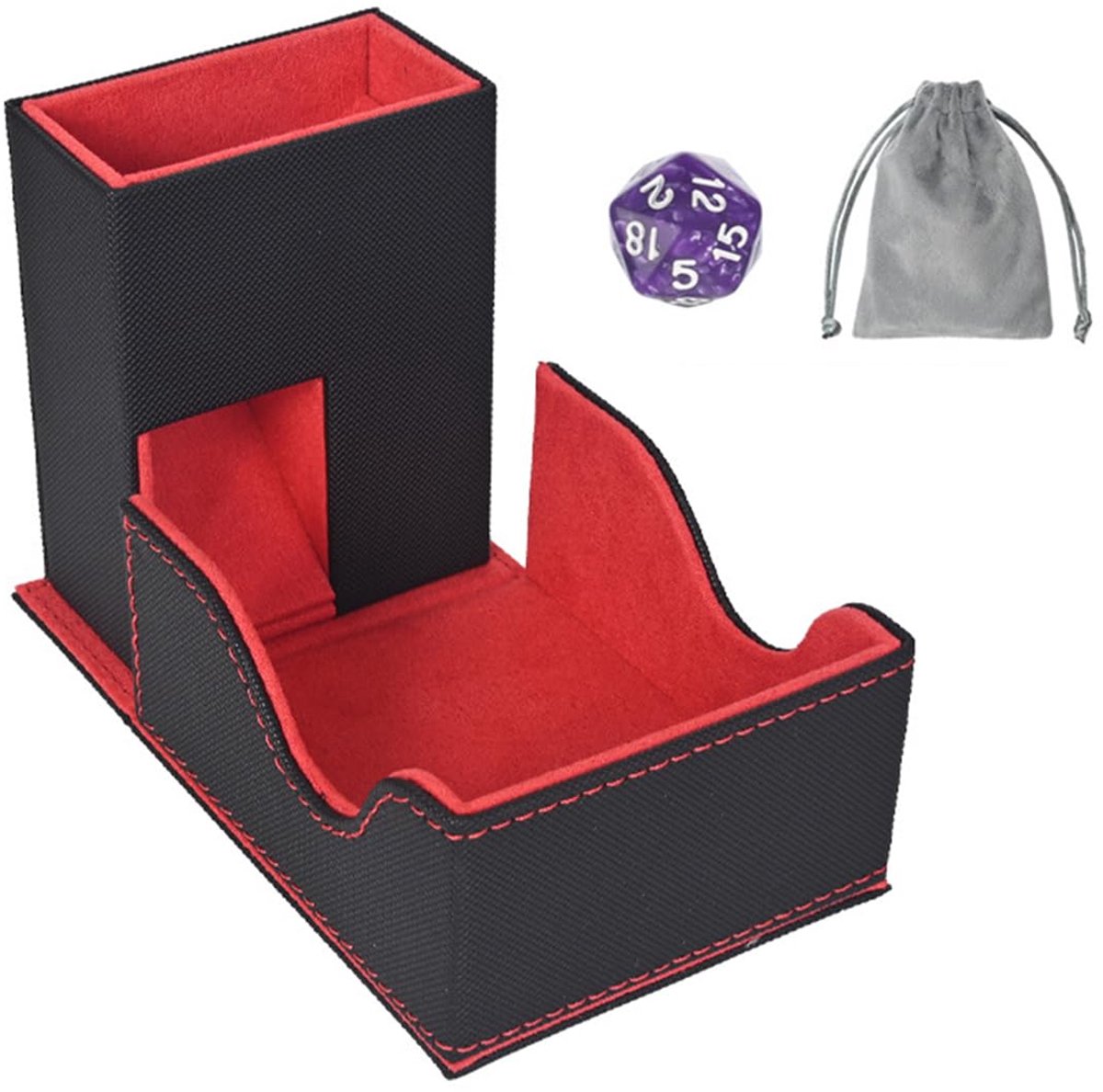 SnelShoppen - ANCLLO Dobbelsteentorenorganizers - PU-leren magnetische dobbelsteentoren - 3-in-1 opvouwbare houder en mat voor tafelbladliefhebbers en