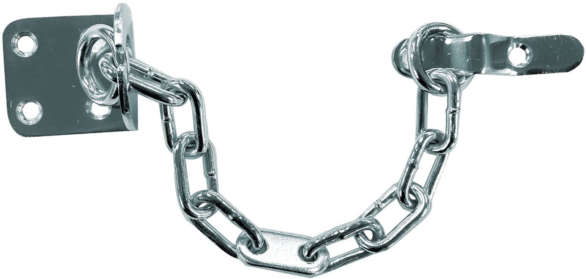 SnelShoppen - Deurketting voor deurbeveiliging - Smalle veiligheidsketting voor houten en UPVC-deuren - Gepolijst chroom - Ideaal voor extra veilighei