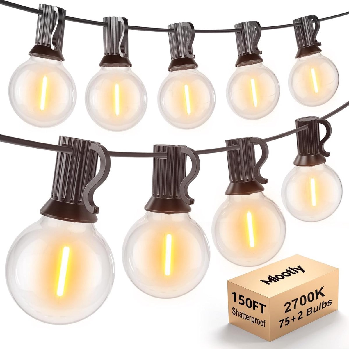 SnelShoppen - Lichtsnoer Buiten 45M Warm Wit LED Lichtketting met 75+2 Lampen - Waterdicht Tuinverlichting voor Patio, Bruiloft, Feest en Kerstmis