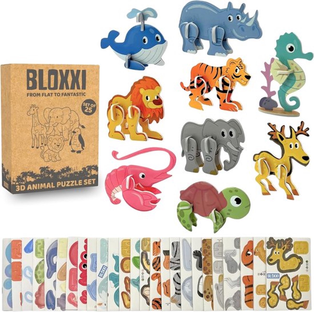 SnelShoppen - 3D Dierenspeelgoed Puzzels Set van 25 Stuks | Leuk Cadeau voor Kinderverjaardag | Schooltraktatie | Piñata Vulling | Educatieve Creatiev