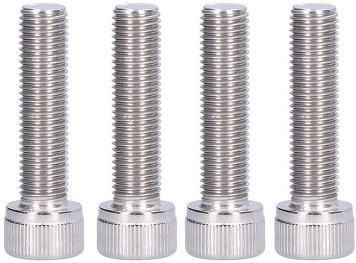Zeskantschroeven 4 Stuks - Roestvrij Staal - M10 x 50 mm - Fijne Schroefdraad - Bevestigingsmateriaal - Geschikt voor Bouwwerkzaamheden - Inbusschroeven