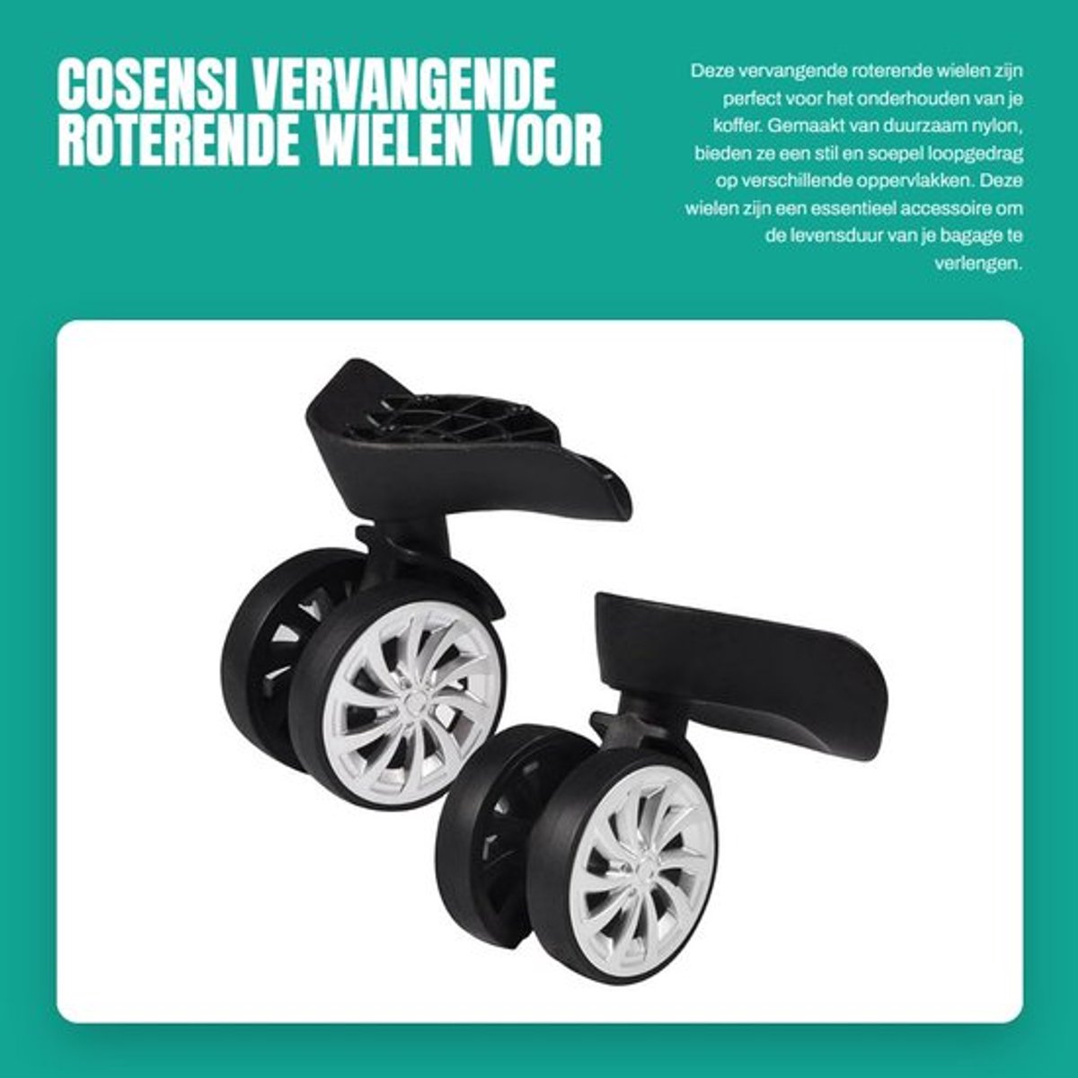 Rollen voor Koffers - Roterende Wielen - Vervangset 2 Stuks - Gemaakt van Nylon - Stil en Praktisch - Eenvoudige Installatie - Kofferwielen