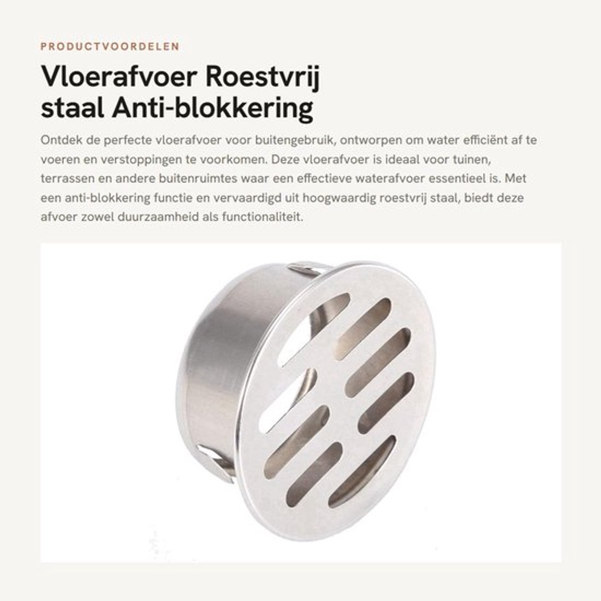 Vloerafvoer Roestvrij Staal - Afvoerputje Buiten - Antiblokkering - Platte Mond 5,5 x 4,3 cm - Waterafvoer - Afneembaar Deksel