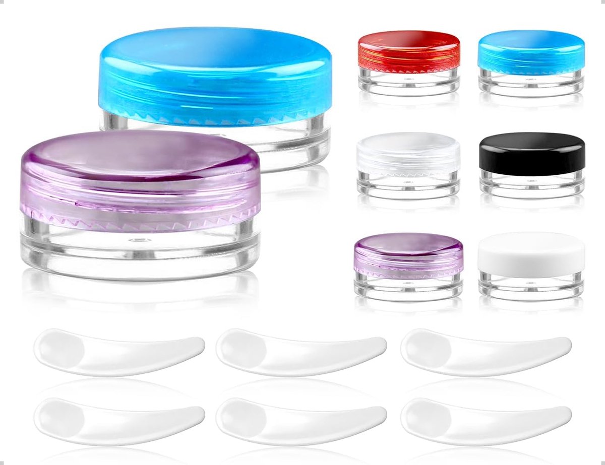 AOYEGIC 12 stuks kleine potjes met deksel, plastic, transparante plastic crèmepotjes om te vullen, mini kunststof - ShopVlot