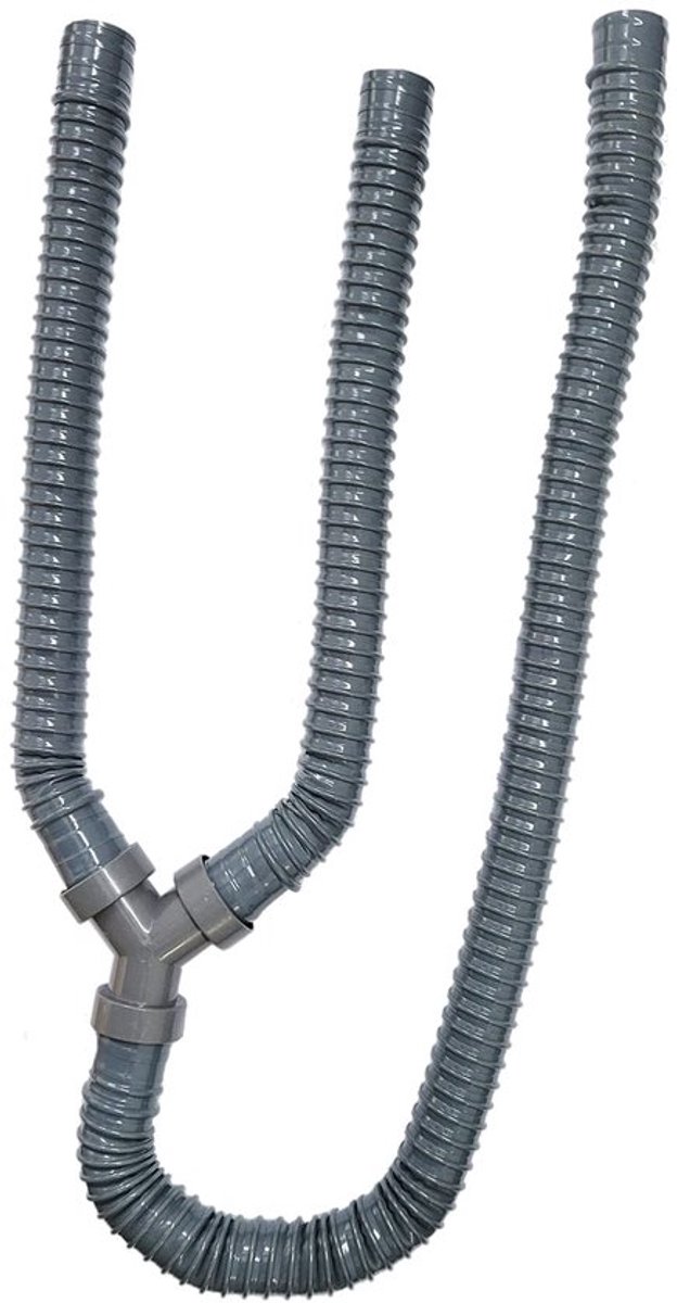 Afvoerslang Dubbel Uitbreidbaar - Flexibele Afvoerslang - PVC Materiaal - 3 Gaskets - 2 Beugels - 80cm Hoofdslang - Afvoerbuis