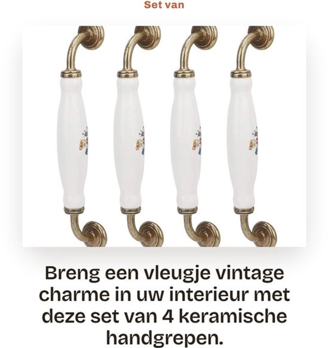 Kastknop Keramiek - Vintage/Wit - Meubelknop - Deurknop - 160mm Speling - Eenvoudige Insta