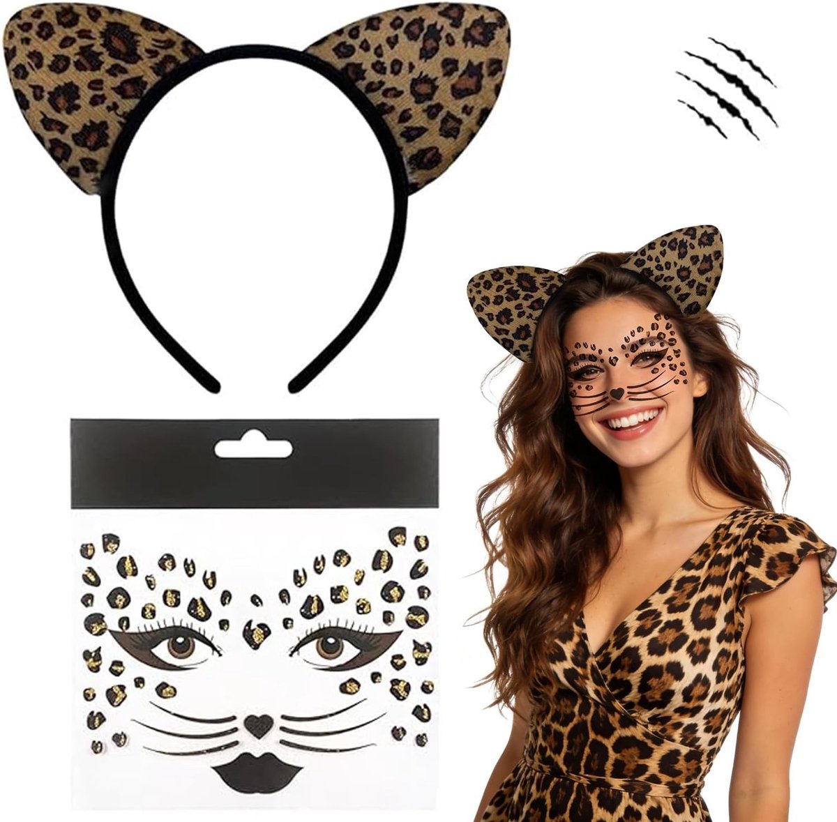Leopard kostuum set voor volwassenen - Dierenoutfit, Carnaval, Feestkleding en Verkleedpartij