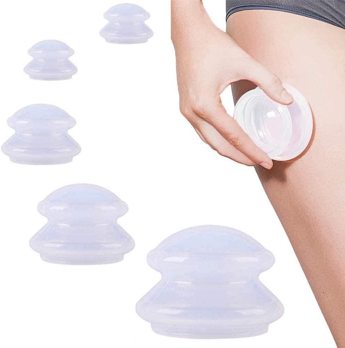 Siliconen Cups - Massage Cups - Lichaamsmassage Ontspanning - Verschillende Maten - 4 Stuks - Wit