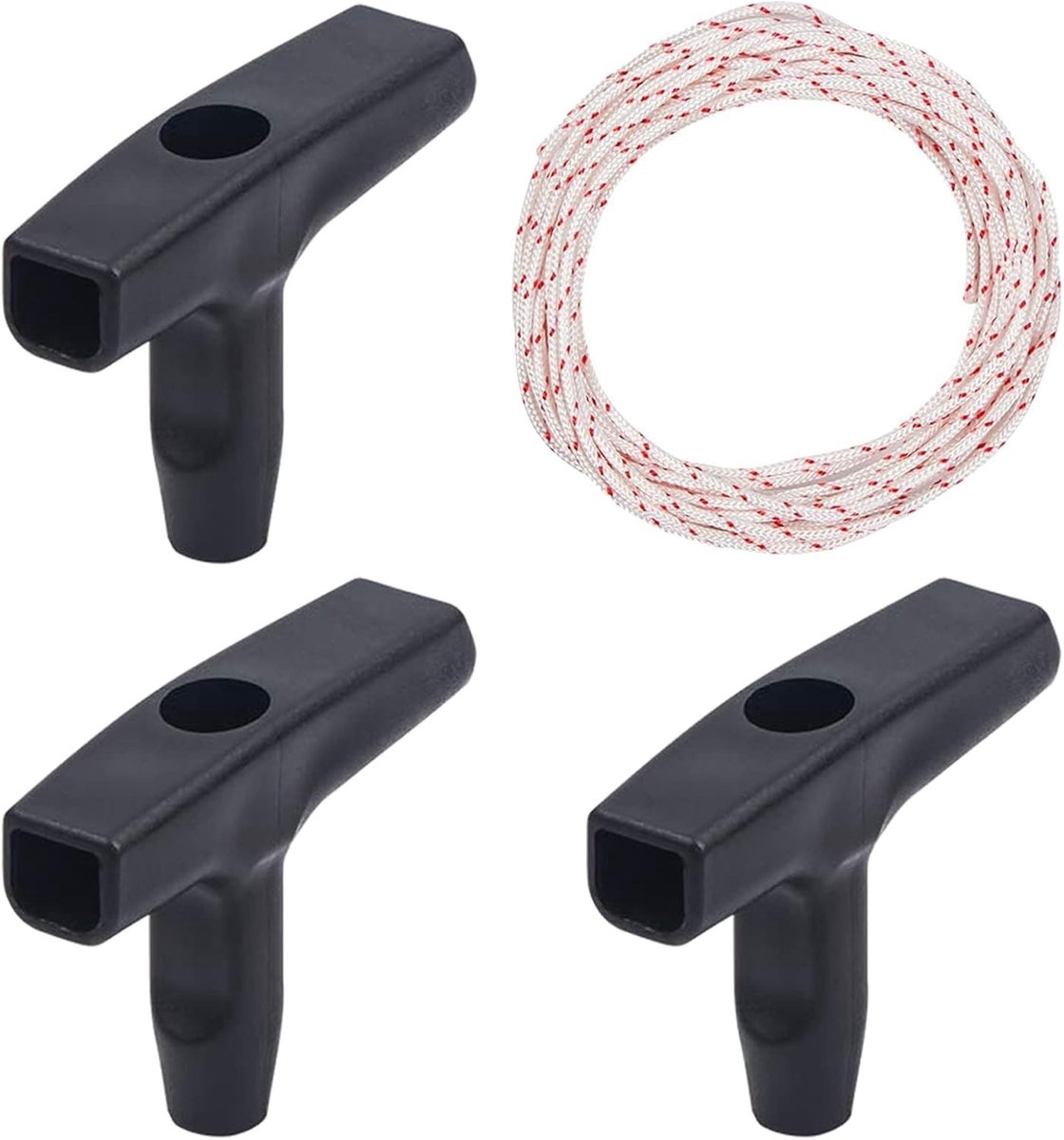 Startkoord voor Grasmaaier 10m 3mm Trekkoord met 3 Starterhandvaten - Onderdeel voor Grasmaaier, Kettingzaag en Trimmer Accessoires