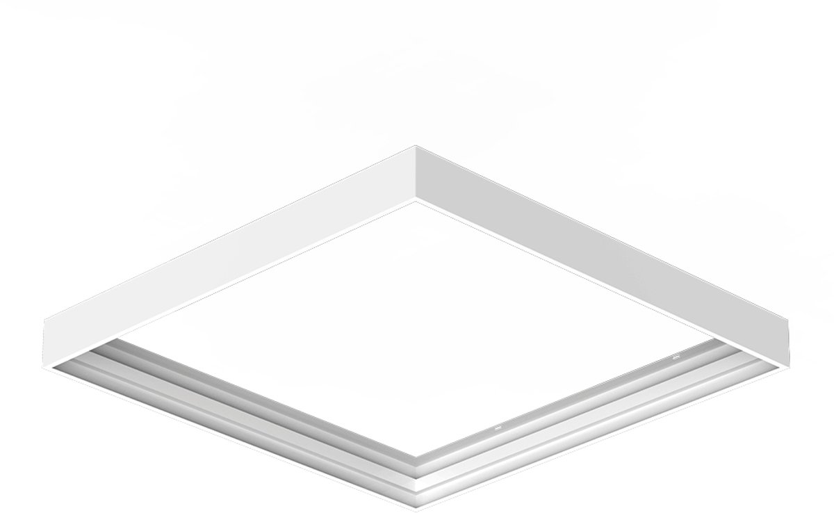HOFTRONIC Opbouwframe voor LED paneel vierkant – Aluminium wit – Geschikt voor 60x60 cm LED panelen – Hoogte 68 mm – IP20 – Plug & play kliksysteem