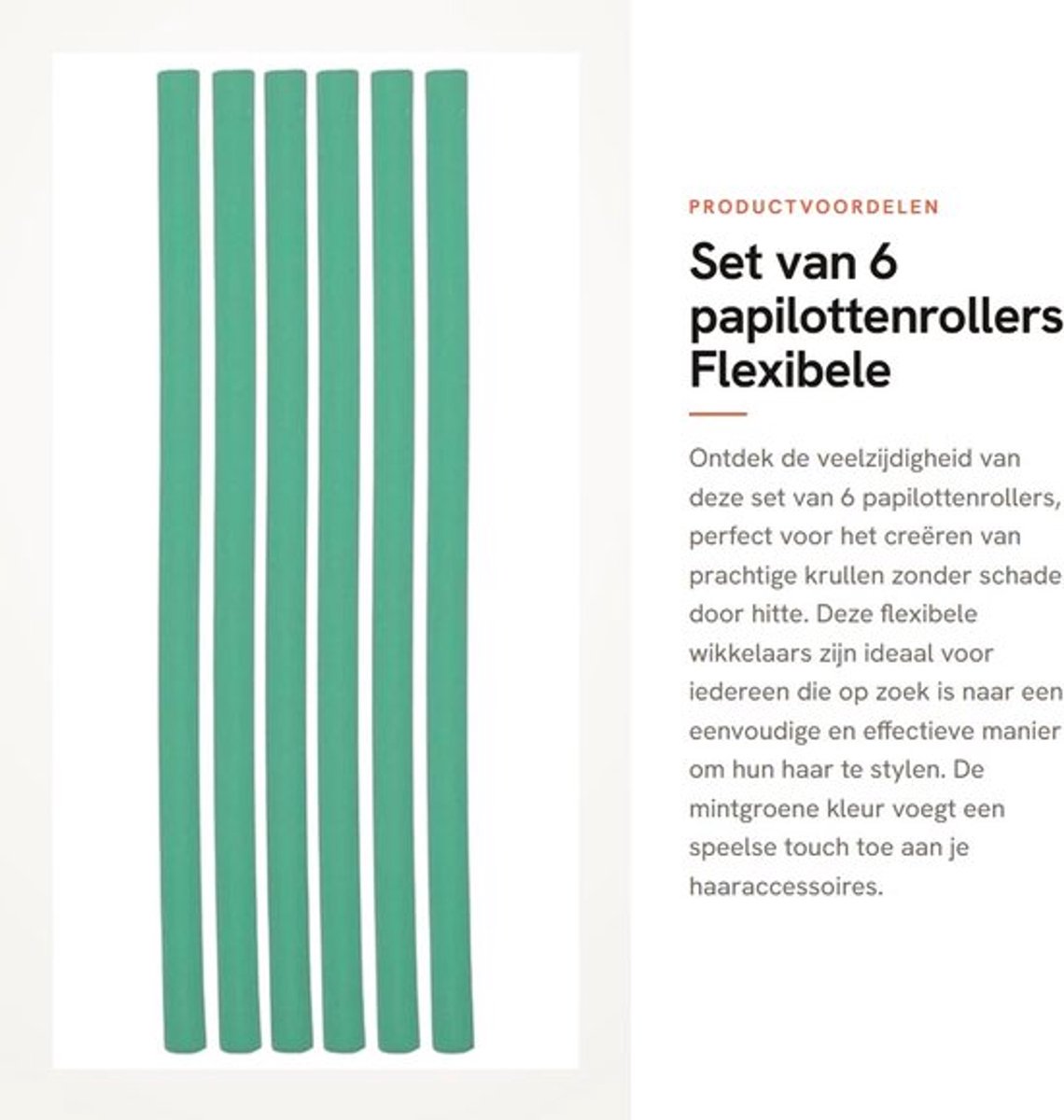 Set van 6 papilottenrollers - Flexibele krulspelden - Eenvoudig in gebruik - Mintgroen - Krullend haar - Geschikt voor alle haartypes - K...